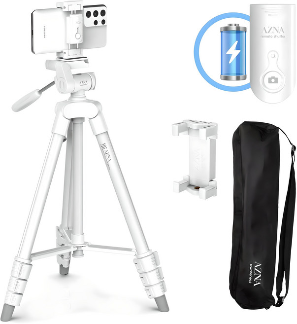 아즈나 카메라 스마트폰 삼각대 리모컨 세트, SR-1, 화이트, 1개