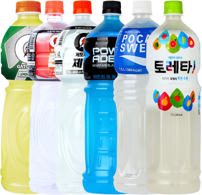 (이온음료혼합6종) 파워에이드 1.5+포카리 1.5+토레타 1.5+게토레이 1.5+게토레이 제로 1.5 +게토레이 런 1.5 (총6페트), 6개, 1.5L