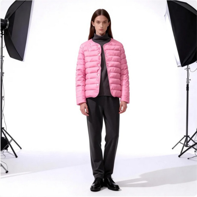 경량 다운 여숏 가을 겨울 안감 패딩 라운드 브이넥 투웨이 패딩 코트 등산 골프복 이너 벌룬소매 패딩 코트