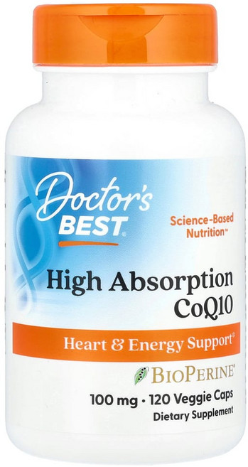 [해외] [Doctor's Best High Absorption CoQ10 with BioPerine] 닥터스 베스트 바이오페린 함유 코큐텐 100mg 120베지캡슐, 1개, 1, 120정