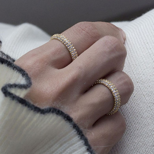 라퐁텐 까르노 큐빅 가드링 테니스 반지 레이어드링