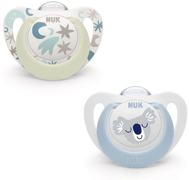 NUK Star Day & Night 夜光安撫奶嘴 2件組, 藍色, S1(0~6個月), 1套