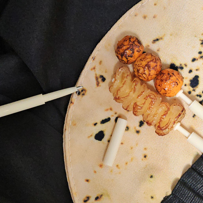 리빙릿 타코 꼬치 필통 볼펜 3개 세트 부리또 또띠아 필기구 특이한 선물, 1세트, 필통+볼펜3개