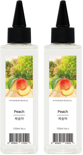향기마을 리필오일, 2개, 120ml, 복숭아