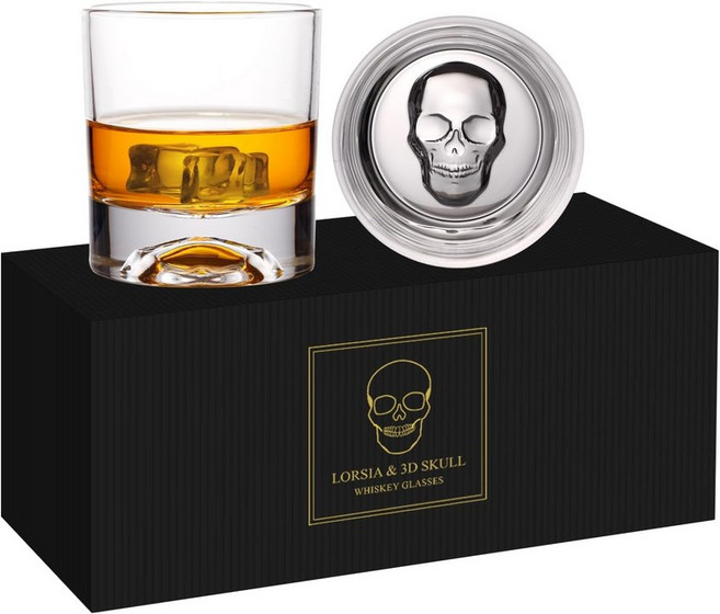 위스키잔 4P 세트 온더락잔 올드패션드 글라스 10oz 화강암 위스키 스톤 포함 버번 스카치 칵테일 홈바 술잔 파티 선물세트, 2 Count (Pack of