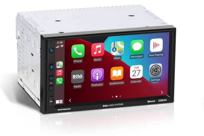 BOSS Audio Systems 보스 오디오 시스템 BVCP9800W 차량용 스테레오 무선 애플 카플레이 및 안드로이드 오토 더블 디인 7인치 터치스크린 블루투스 CDDVD, 7 Inch
