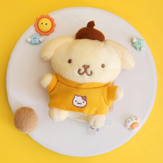 BSC 산리오 후드 인형 가방장식 키링 열쇠고리 캐릭터얼굴 가방고리 키홀더 미니인형, 1개, 7. 폼폼푸린 미니 후드, 8cm