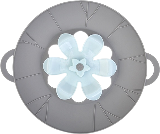 꽃잎형 실리콘 쿠킹 다용도 넘침 방지 회전 가능 냄비뚜껑, 그레이, 1개