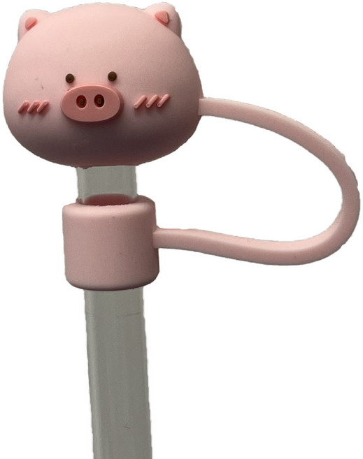 귀여운 캐릭터 텀블러 실리콘 빨대 마개 커버 50종 모음 뚜껑 꽃 동물 러브 7mm, 1개, 돼지