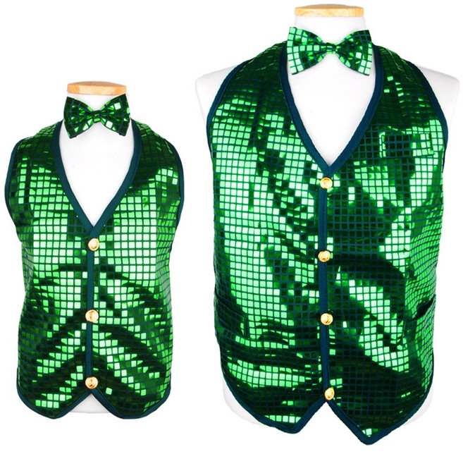 파티짱 반짝이 조끼 그린 웨이터 스팽글 무대 의상