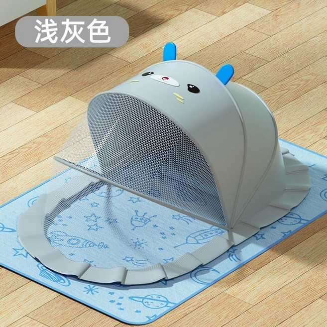 嬰兒床蚊帳兒童寶寶床防蚊帳罩bb小孩新生兒無底可折疊蒙古包遮陽, 灰灰汪折疊遮光款