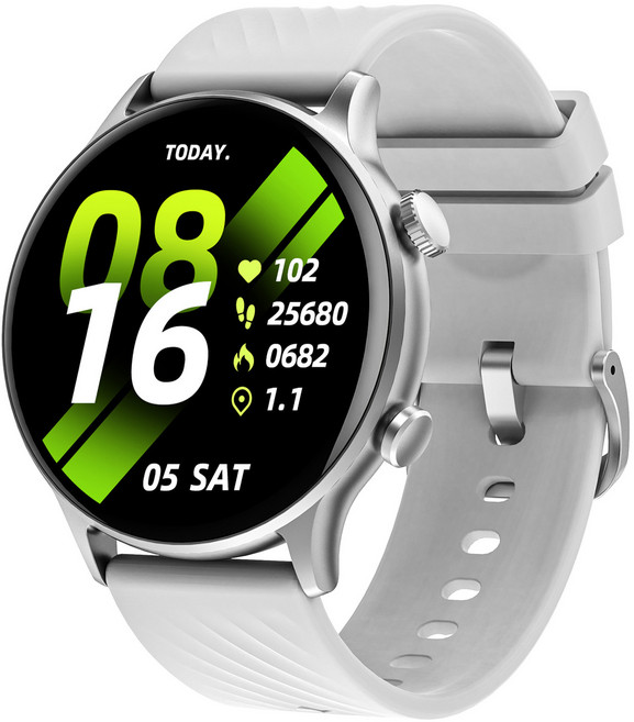 Seefer 원형 스크린 스마트 핸드 밴드 인코더 버튼은 IP68 방수 123 가지 운동 모드 메시지 알림 건강 모니터링 지원 사용자 정의 다이얼 메시지 알림, GPS + 블루투스, 4.6cm, 은색