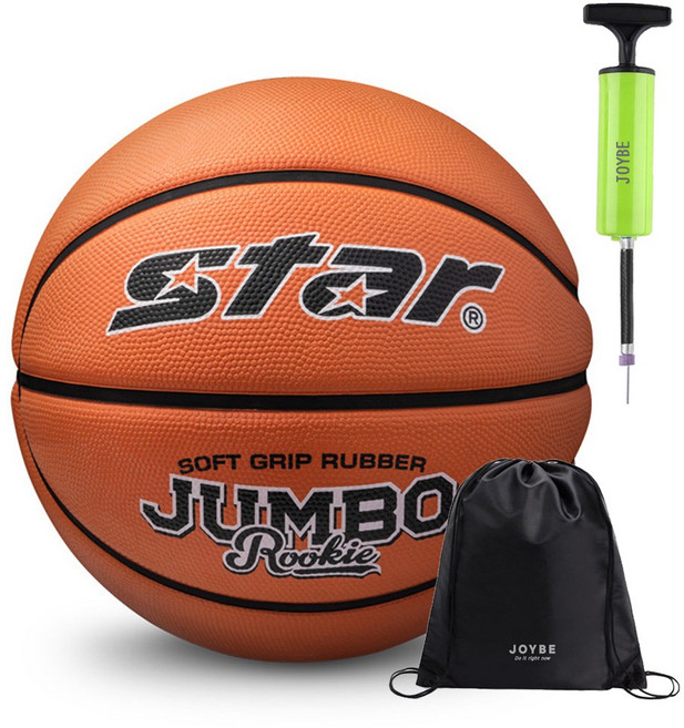 농구공 점보 루키 천연고무 소프트터치 최적의 그립감, 점보루키+JOYBE펌프&가방, 1개