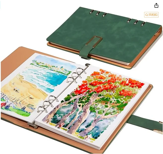 Lightwish 수채화 스케치북 A5 면 산성 저널 300gsm/140lb 콜드 프레스 아티스트용 20매, 02 green