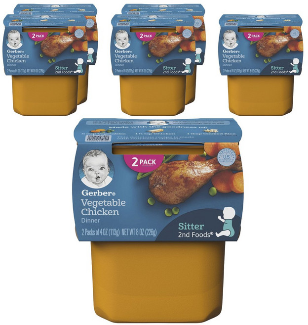 거버 디너 액상 어린이 식품 113g, 야채 + 치킨(Vegetable + Chicken), 12개