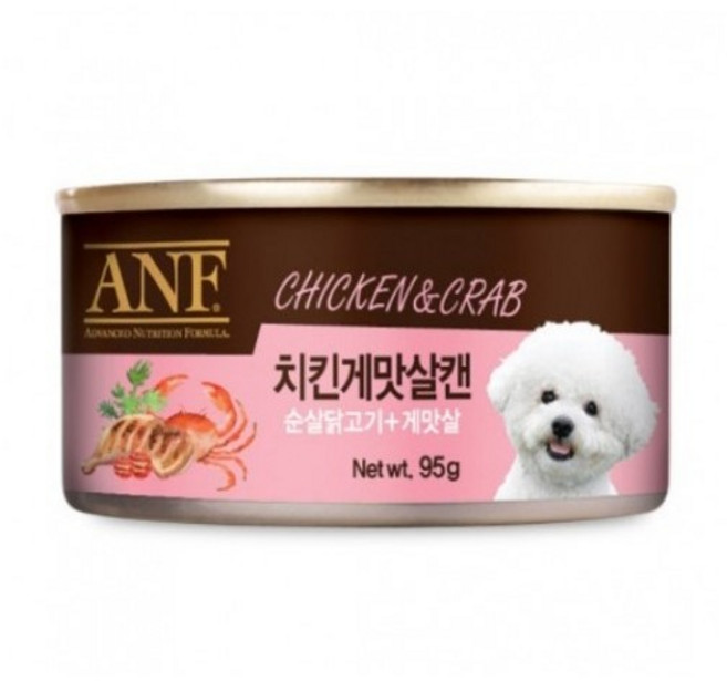 ANF 강아지캔 간식, 치킨 + 게맛살 혼합맛, 95g, 10개