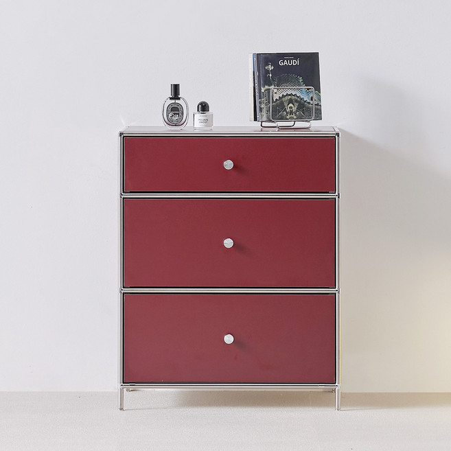 룸앤디 모듈락 높은거실장 600 서랍형 미드센추리 모듈 서랍수납장, 모듈락 3단 600 서랍장 화이트, 높은거실장 600 서랍형(d1)_버건디