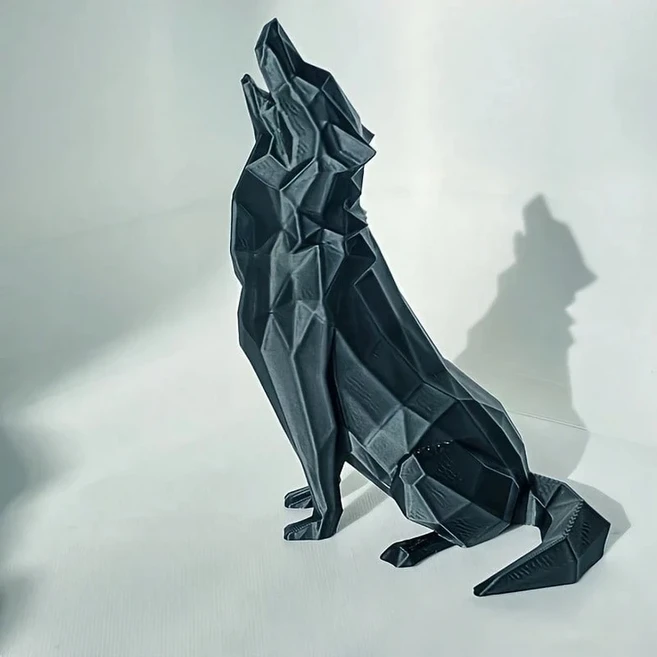 현대 추상 기하학 늑대 조각 - 3D 인쇄 플라스틱 동상 가정 사무실 장식 실내 실외 사용, 02 BLACK