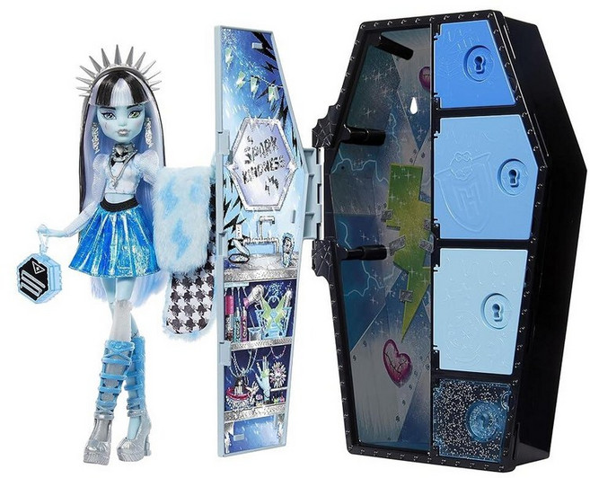 Monster High 인형 패션 트 드라큘로라 Skulltimate Secrets Fearidescent 시리즈 19개 의 서프라이즈가 있는 드레스업 락커 [호환], 프랭키, 1개