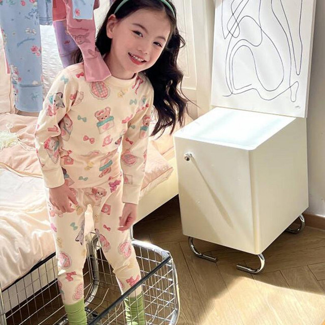 【洁白】兒童保暖內衣套裝女童內搭 打底 睡衣學生青少年加絨小男孩秋衣秋褲