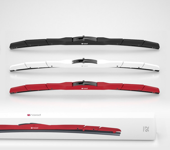 나이아드 메탈 실리콘 컬러 와이퍼 2P 운전석 보조석 하이브리드 발수코팅 차량용 자동차 와이퍼, 화이트, 650mm, 500mm