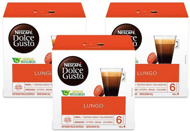 NESCAFÉ Dolce Gusto 커피 캡슐 카페 룽고 1인용 포드 48개 (컵 48개) 48개129963, 1개, 1g, 1개입