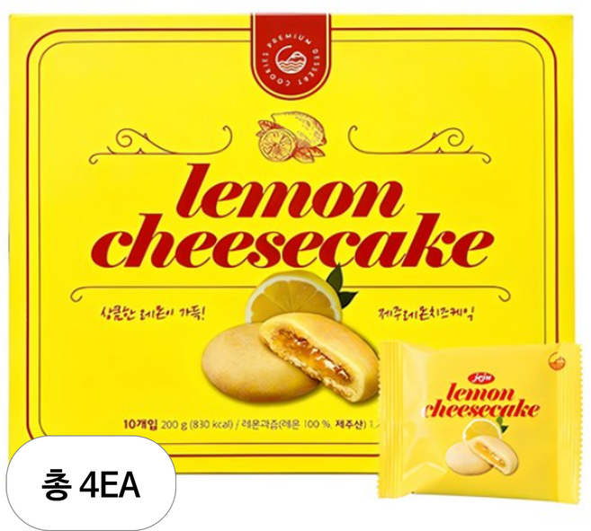 제주파이 레몬 치즈케익 파이 10p, 200g, 4개