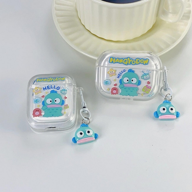 한교동 에어팟 케이스 투명 키링 프로 케이스, 1세트, 키링세트, 애플 에어팟 4