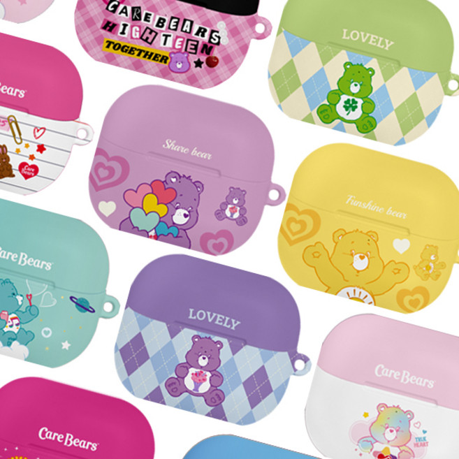 정품 케어베어 24개 디자인 삼성 갤럭시버즈3 버즈3프로 버즈3FE 공용 하드 케이스, 아가일)베드타임 베어 아가일, 갤럭시 버즈3/버즈3프로 호환, 1개