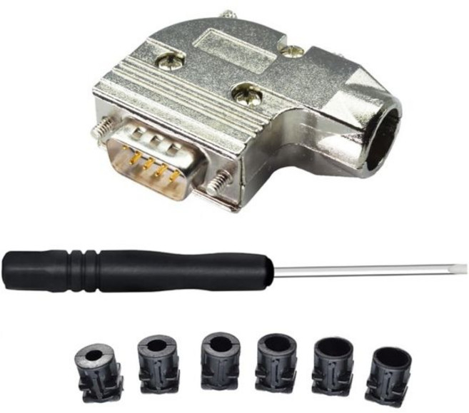 시리얼 컨버터 연결 통신 장비 변환 90도 DB9 어댑터 브레이크아웃 솔더 커넥터RS232 DSUB 여성 직렬 9핀 포트 보드 모듈 앵글 메탈 후드와 케이스 롱 볼트 테일 파이, DB9 Male, 1개