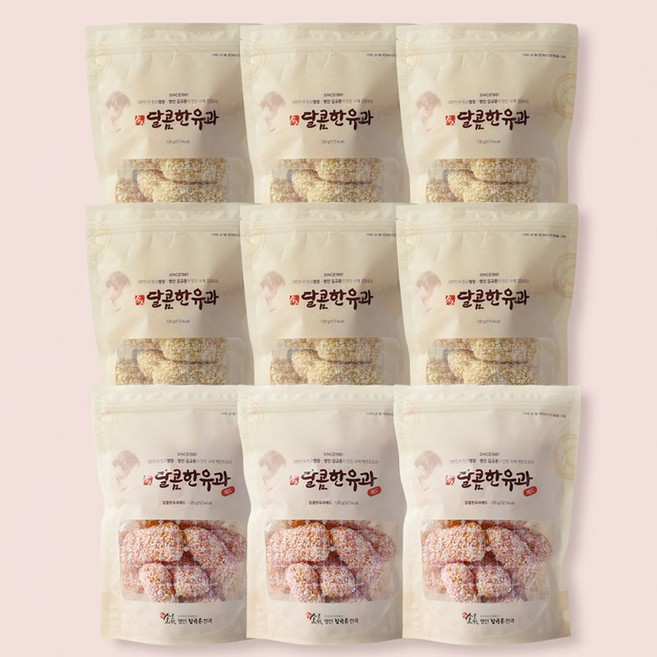 김규흔명장 전통유과 2종 (찹쌀유과 6봉+백년초유과 3봉), 9개, 120g