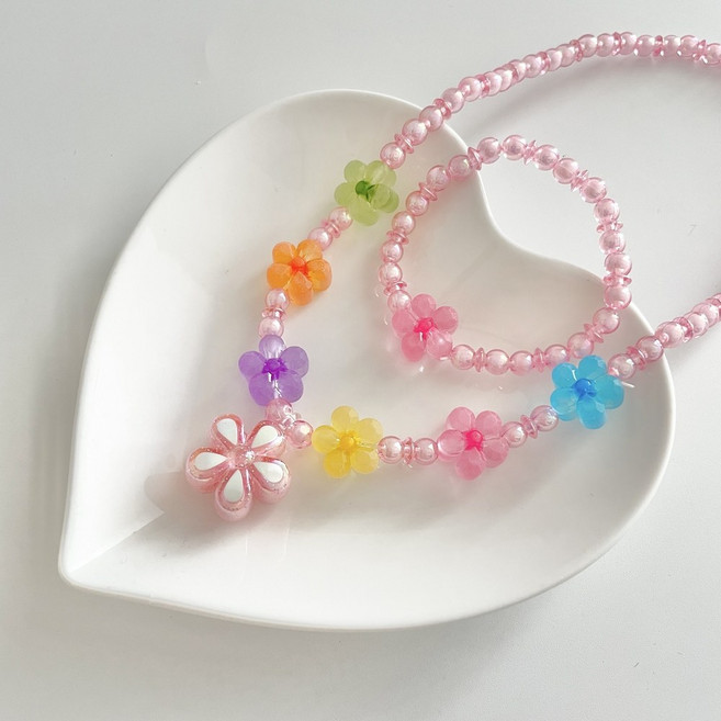 메르시봉봉 어린이 유아 아동 플로라 목걸이 아크릴 팔찌 쥬얼리 세트