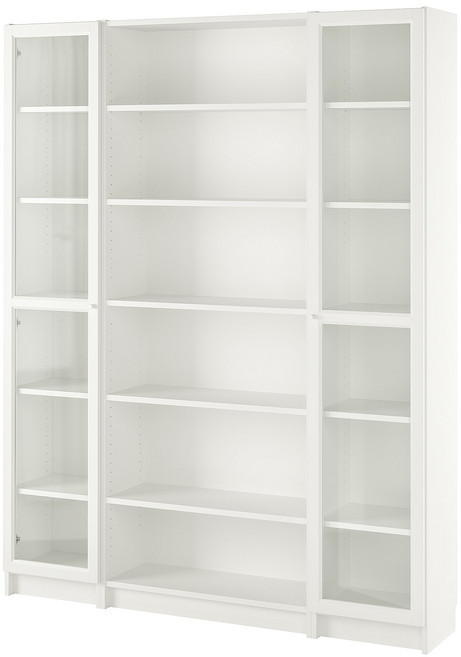 이케아 빌리+옥스베리 책장+유리도어 6단 장식장 화이트 160x202cm