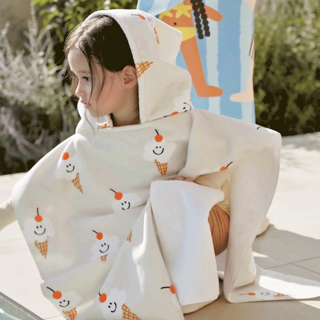 유아 비치가운 후드형 비치타올 물놀이 가운 KC인증