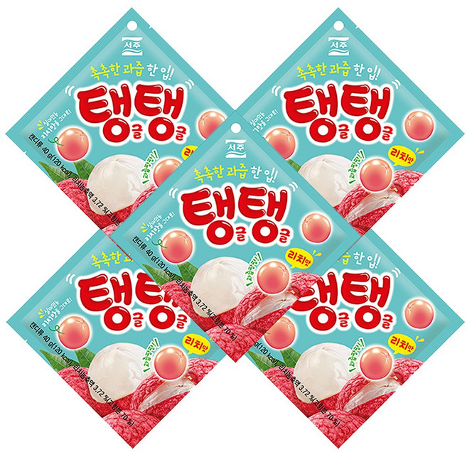 서주 과즙 팡팡 탱글탱글 리치 젤리 (40g x 5개) - 1세트, 5개, 40g