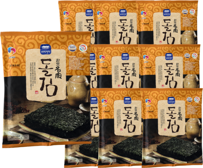 바다명가 청정 완도 명가 지주식 돌김 구이김 7매 X10봉, 27g, 10개