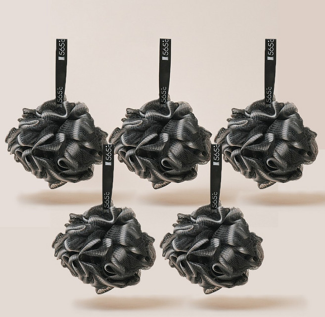 [565도] 대나무 샤워 퍼프 볼 타올_버블 샤워볼, 차콜, 5개입, 1개