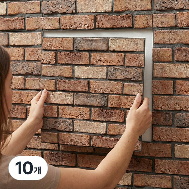 서플라이랩 벽돌 무늬 입체 폼블럭 시트지, 10개, 파벽돌