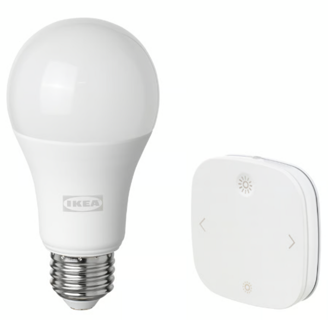 이케아 전구 / 이케아 e26 스마트전구+ 스마트 리모컨세트 / TRADFRI 트로드프리 밝기조절리모컨 + E26 LED전구 304.065.41, 1세트, 따뜻한 흰색