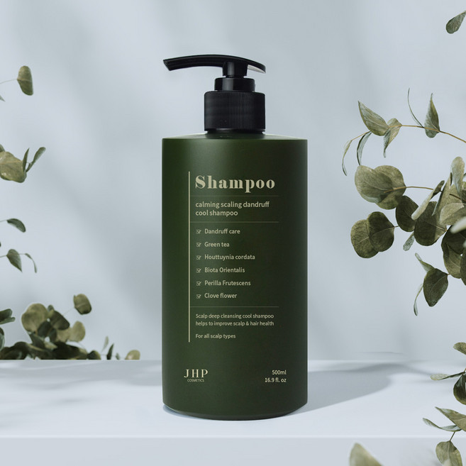 제이에이치피 녹초엽 지루성 두피 스케일링 비듬 쿨 샴푸, 500ml, 1개