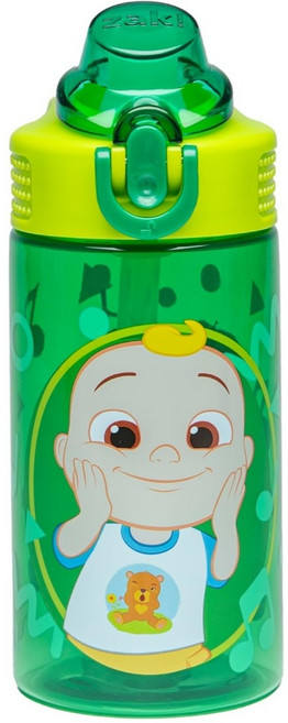Zak Designs 兒童吸管水壺 防漏水設計, 1個, (sage), CoComelon綠 (sage), 473ml