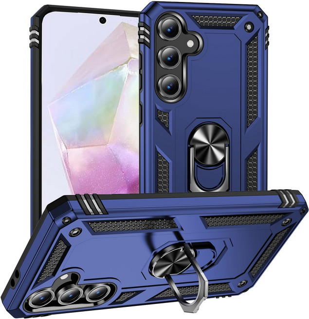 커위안 갤럭시 A35 5G (SM-A356N) 에어 범퍼 기어 메탈 링 거치대 스탠드 휴대폰 케이스