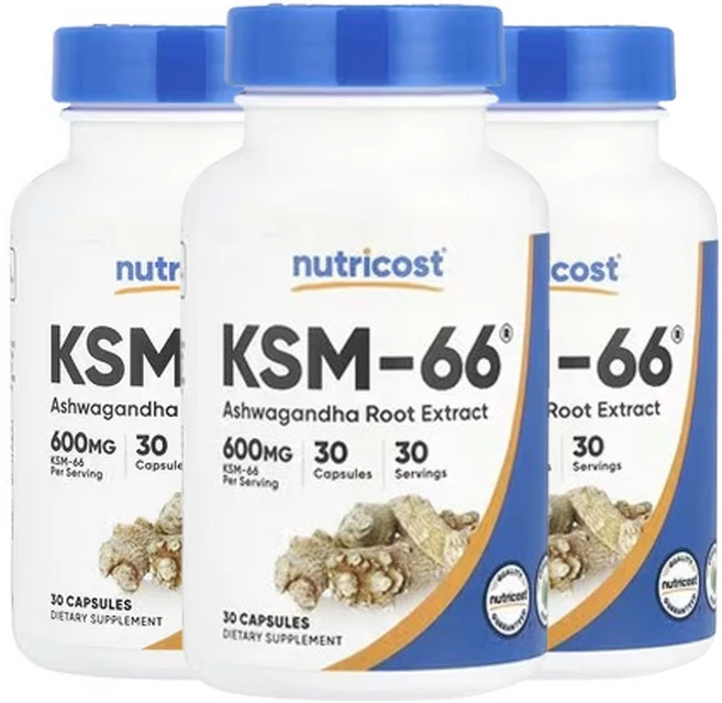 뉴트리코스트 KSM-66 아슈와간다 뿌리추출물 600mg 30캡슐, 30정, 3개 - 쿠팡