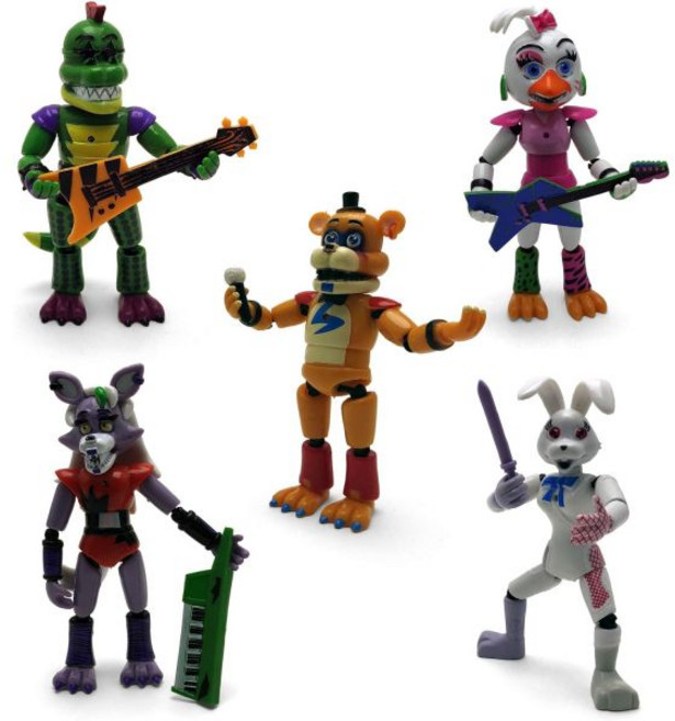 프레디스에서의 5박에서 영감을 받은 토이즈빌 | FNAF 보안 위반 피자플렉스 프레디스 액션 피규어 장난감 세트 5개 [록산 울프 글램록 치카 몽고메리 게이터 프레드 배니, 1개