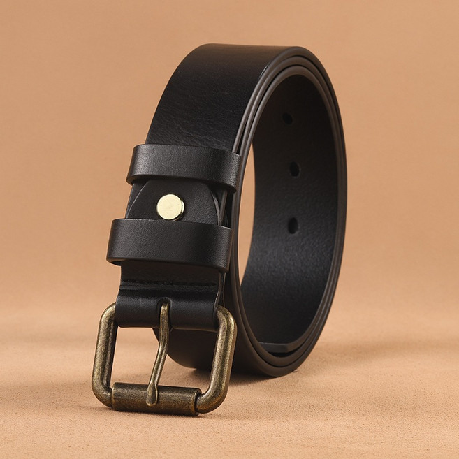 純牛皮復古休閒皮帶 - 單層真皮腰帶，選用頭層牛皮製作