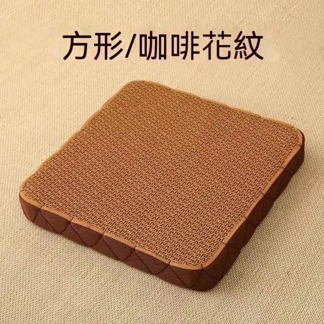 夏季 蒲團坐墊 圓形 咖啡花紋 加厚