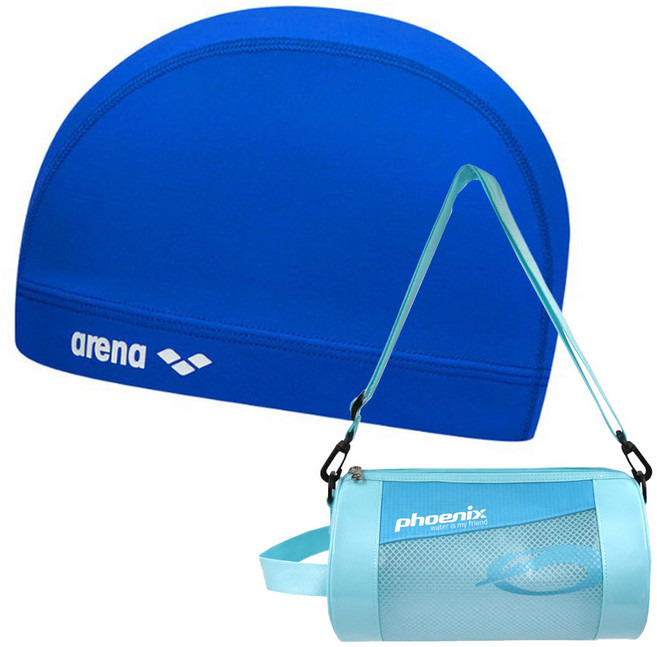 아레나 스판수모 + 피닉스 원형 수영 가방, 수모 BLU + 원형 수영 가방 BLU