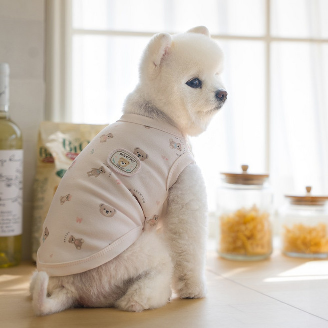 베일리펫 강아지옷 애견의류 테디 항균 슬리브리스 나시, 1개, 핑크