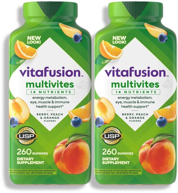 (1/2/3/4/5/6병 택1) 비타퓨전 멀티비이트 멀티비타민 구미260개입 / Vitafusion MultiVites MultiVitamin Gummies 260 gummies, 2개, 260정 - 쿠팡