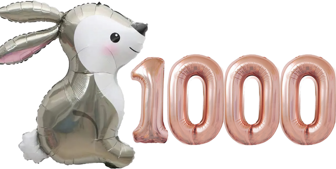 파파 파티 토끼 풍선 생일 파티 숫자 풍선 세트, 토끼 1000, 1세트